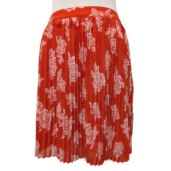 ModCloth Dresses & Skirts - ModCloth Womens NWT Size 12 Coral Red Floral Perfectly Posh Pleated Mini Skirt